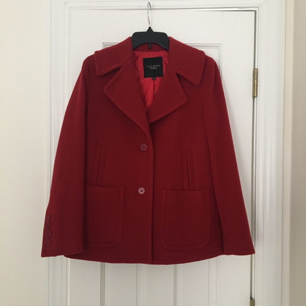Talbots Red Wool Peacoat